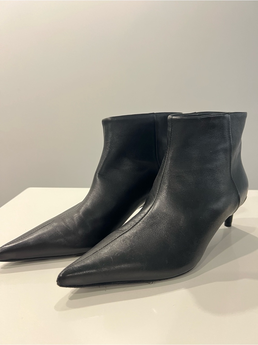 COS Black Pointed-Toe Leather Ankle Booties *NEVER WORN